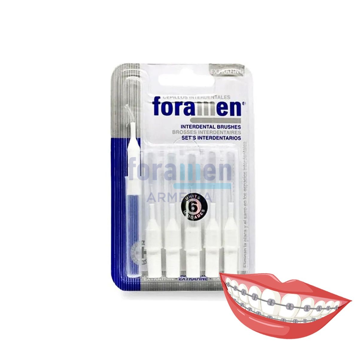 Straight Interdental Brushes with attachment  White Extra THIN 1.1