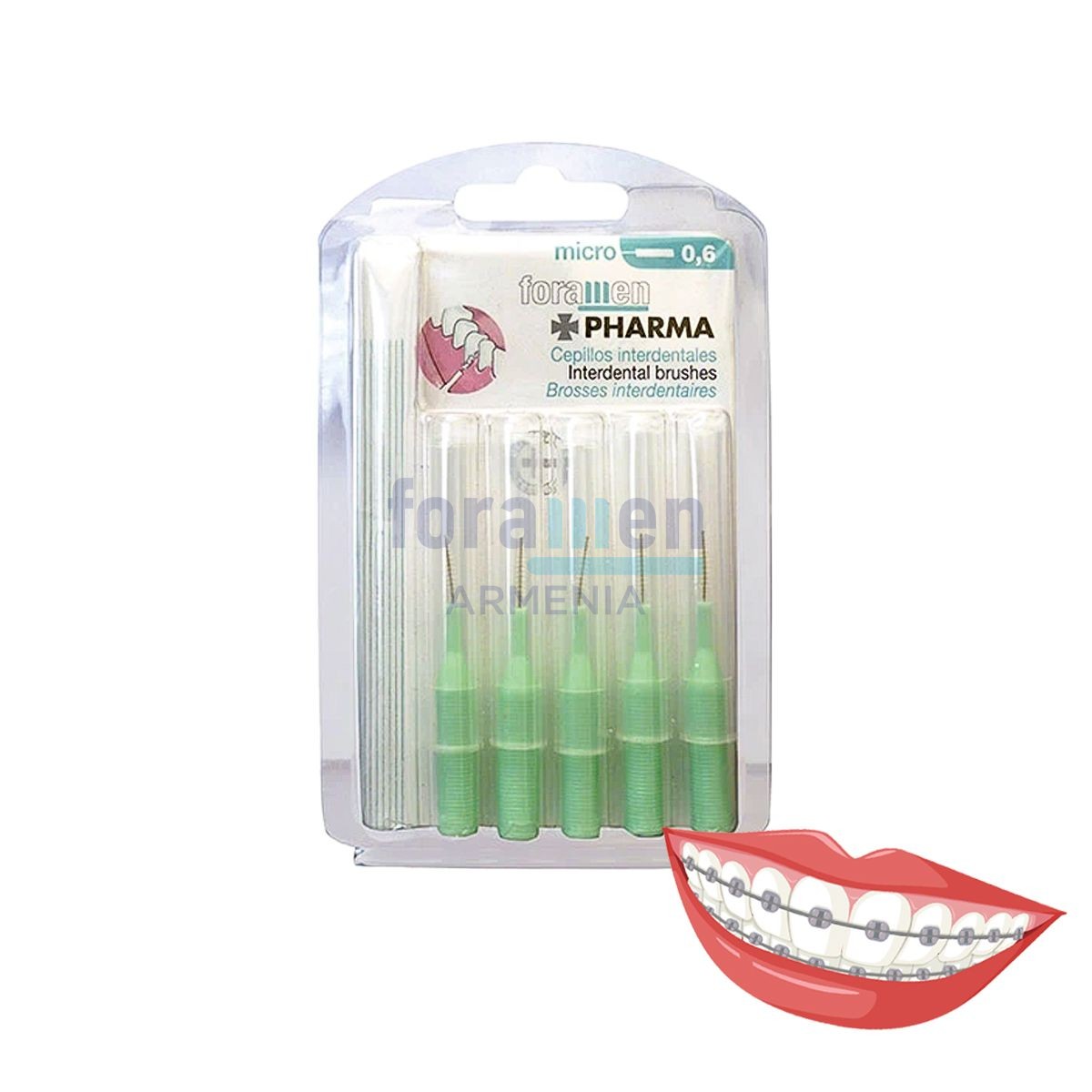 Straight Interdental Brushes with attachment  LightGreen MICRO 0.6