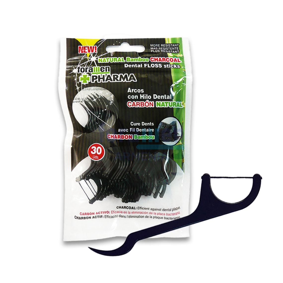 Dental floss stick with charcoal 30 pcs.